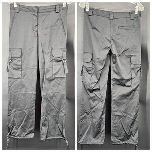 Mossimo Pants Womens 6 Black Stretch Cargo Utility Pockets Drawstring Hem Grunge